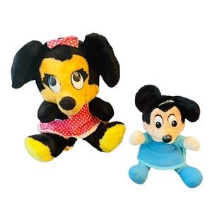 Vintage Minnie Mouse Plush Set of 2 Disney Stuffed Animal Collectible P6